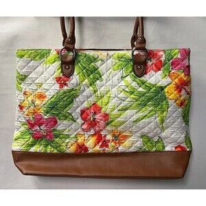 Large Weekender Floral Leopard Quilted Travel Tote Bag